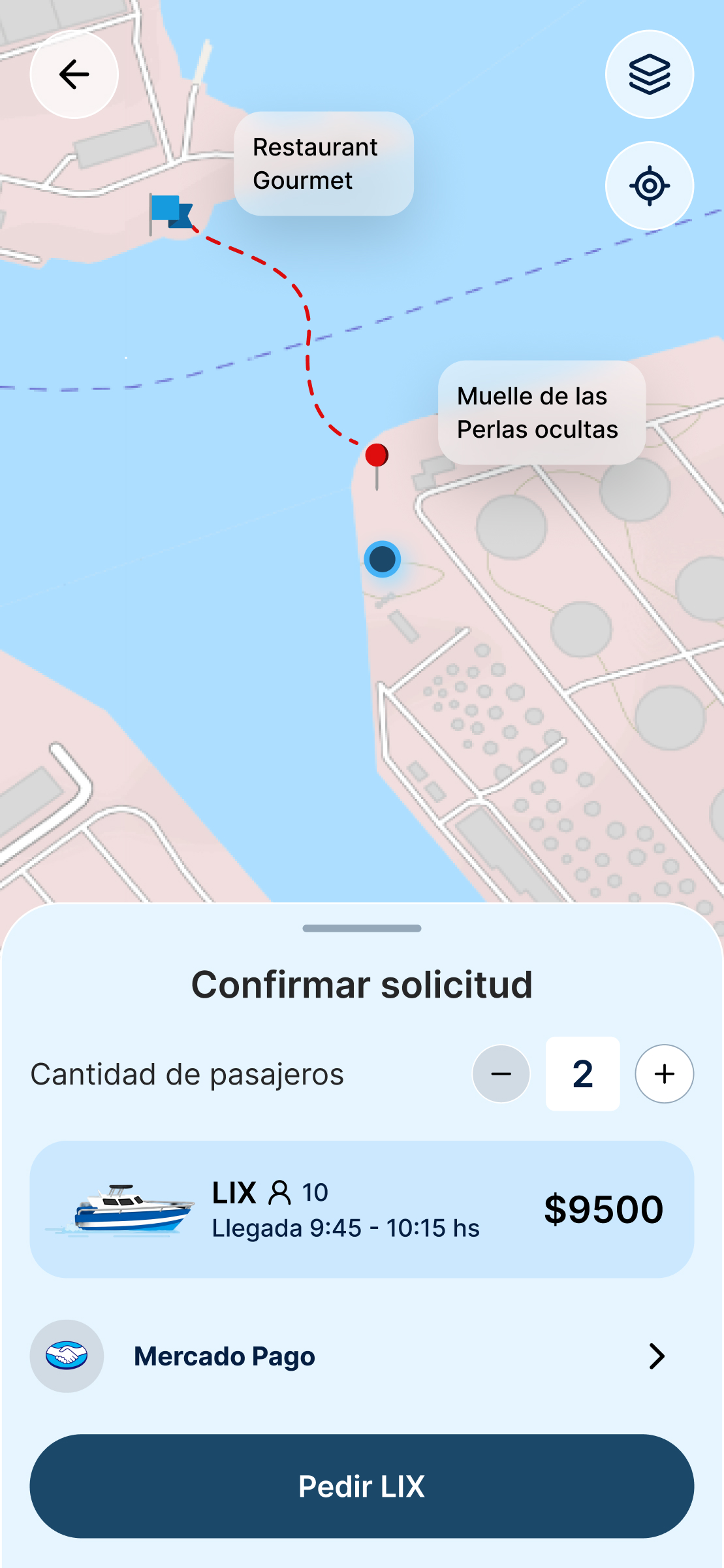 Pantalla de LIX: Confirmá el viaje.